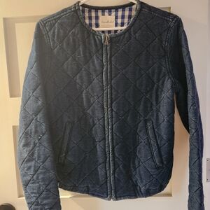 Unpublished Womens Denim Quilted Bomber Jacket